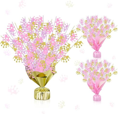 3 Sets Princess Table Decorations Pink and Gold Crown Centerpiece for Birthday Party Foil Spray Table Decor for Graduation Anniversary Bachelorette Wedding Party Supplies in Kuwait