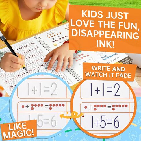 KAK Magic Grooved Writing Practice, grooved Handwriting Practice for Kids 6 Books Ages 3-8, Includes Pen Grips & 10 Refills,Preschool Learning in Saudi Arabia