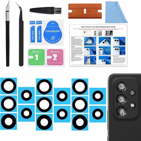 3 Pack Galaxy A53 5G Back Rear Camera Lens Glass Replacement, Back Camera Lens with Tempered-Glass Lens Protector for Samsung A53 5G, Included Instruction Manual, Toolkit in Saudi Arabia