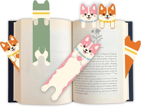 3pcs Cute Dog Bookmark Set for Women Readers, Corgi Page Markers, Funny Animal Reading Accessories, Gifts for Book Lovers in Saudi Arabia