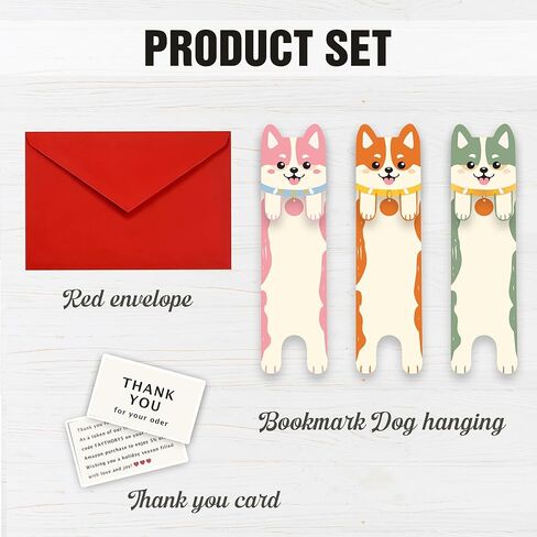 3pcs Cute Dog Bookmark Set for Women Readers, Corgi Page Markers, Funny Animal Reading Accessories, Gifts for Book Lovers in Saudi Arabia