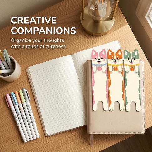 3pcs Cute Dog Bookmark Set for Women Readers, Corgi Page Markers, Funny Animal Reading Accessories, Gifts for Book Lovers in Saudi Arabia