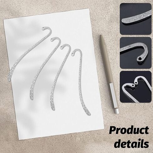 20Pcs Metal Bookmark Hairpin Hook, Antique Vintage Silver Carved Hook with Loop for Book Lovers Unique Gift, Book Markers Embossed Bookmarks, Jewelry Making Charms in Saudi Arabia