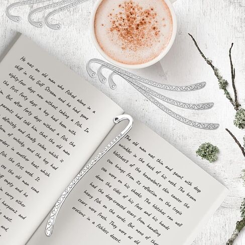 20Pcs Metal Bookmark Hairpin Hook, Antique Vintage Silver Carved Hook with Loop for Book Lovers Unique Gift, Book Markers Embossed Bookmarks, Jewelry Making Charms in Saudi Arabia