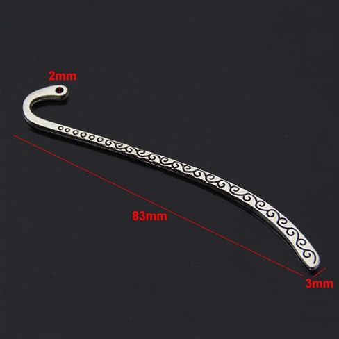 20Pcs Metal Bookmark Hairpin Hook, Antique Vintage Silver Carved Hook with Loop for Book Lovers Unique Gift, Book Markers Embossed Bookmarks, Jewelry Making Charms in Saudi Arabia