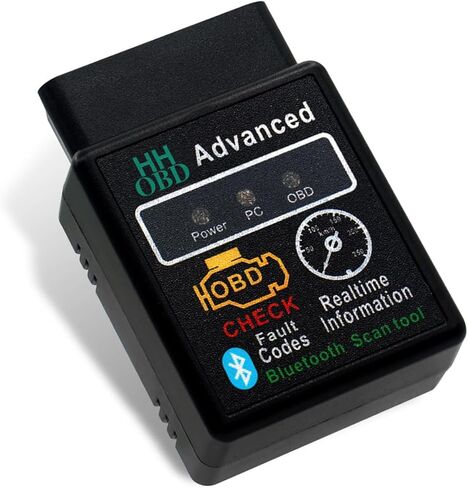 Car Bluetooth OBD2 Diagnostic Tool, Plug and Play Real-time Code Reader, Reset and Clear Engine Light Scanner with Exclusive App, Universal Mini Monitor Device for Most Phone Systems (Black) in Saudi Arabia