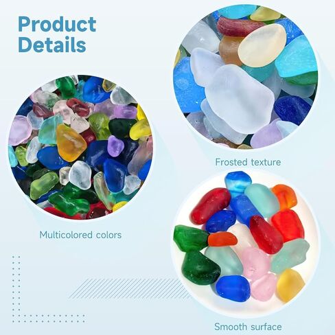 1 Kg Sea Glass Stones, Colorful Frosted Glass Pebbles 0.79-1.57 in, Aquarium Rocks for Vase Fillers, Home Decor, DIY Crafts, Beach Themed Party Decoration in Kuwait