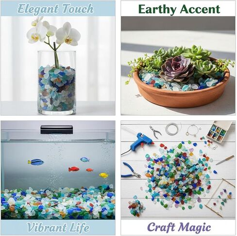 1 Kg Sea Glass Stones, Colorful Frosted Glass Pebbles 0.79-1.57 in, Aquarium Rocks for Vase Fillers, Home Decor, DIY Crafts, Beach Themed Party Decoration in Kuwait