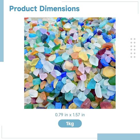 1 Kg Sea Glass Stones, Colorful Frosted Glass Pebbles 0.79-1.57 in, Aquarium Rocks for Vase Fillers, Home Decor, DIY Crafts, Beach Themed Party Decoration in Kuwait