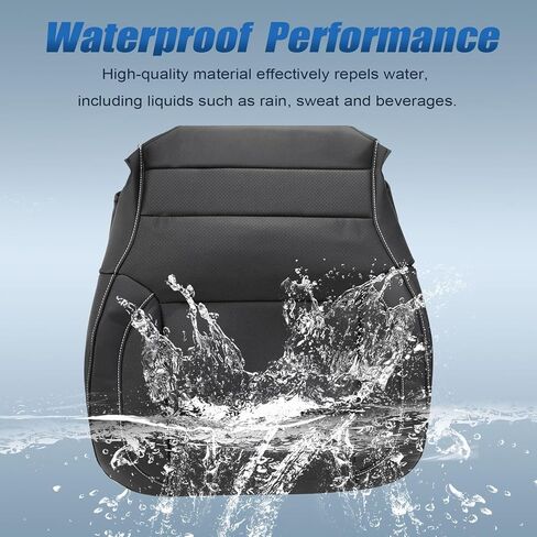 SecosAutoparts السائق والراكب الجانب السفلي والعلوي استبدال أغطية مقاعد جلدية مثقوبة ووسائد إسفنجية سوداء متوافقة مع تشيفي سيلفرادو جي إم سي سييرا 2014 2015 2016 2017 2018 2019 in Kuwait