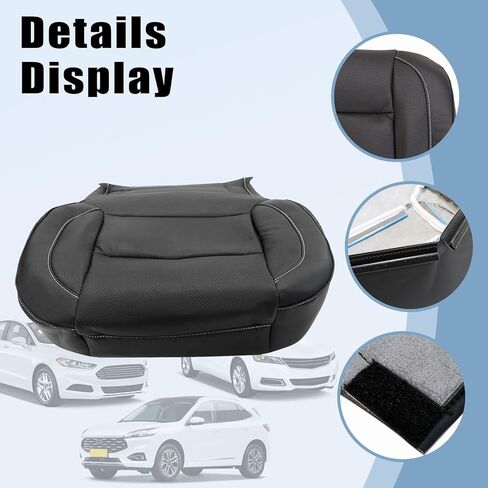 SecosAutoparts السائق والراكب الجانب السفلي والعلوي استبدال أغطية مقاعد جلدية مثقوبة ووسائد إسفنجية سوداء متوافقة مع تشيفي سيلفرادو جي إم سي سييرا 2014 2015 2016 2017 2018 2019 in Kuwait