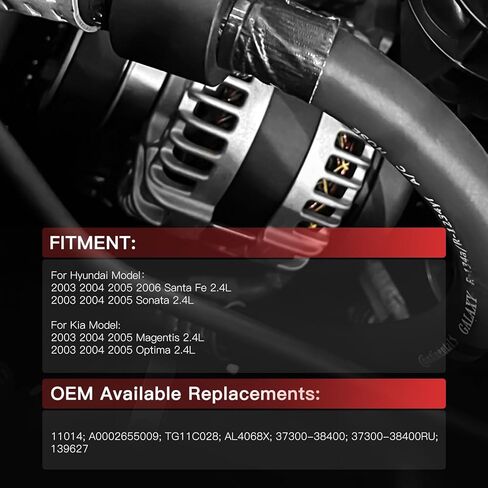 110Amp 11014 جديد مولد أستو صالح 2003 2004 2005 2006 لشركة هيونداي لسانتا في 2003 2004 2005 لشركة هيونداي لسوناتا لكيا لأوبتيما OEM استبدال المولد A0002655009 139627 in Kuwait