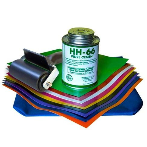Deluxe Pro Vinyl Repair Patch Kit for Commercial Inflatables, 9 Color Assortment of 8x8 Inch Patches, 4oz HH-66 Vinyl Cement and Silicone Seam Roller for Bounce Houses and Water Slide Bouncers in Saudi Arabia