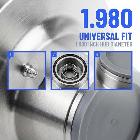 1.98 Inch Trailer Wheel Bearing Protectors (2 Pack), Chrome Plated Trailer Hub Bearing Grease Caps with Waterproof Rubber Dust Caps for Boat Trailer RV Dexter EZ Lube Axles 2000-3500lb Axle in Saudi Arabia