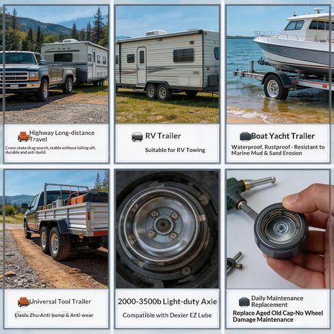 1.98 Inch Trailer Wheel Bearing Protectors (2 Pack), Chrome Plated Trailer Hub Bearing Grease Caps with Waterproof Rubber Dust Caps for Boat Trailer RV Dexter EZ Lube Axles 2000-3500lb Axle in Saudi Arabia