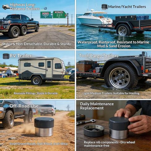 1.98 Inch Trailer Wheel Bearing Protectors (2 Pack), Chrome Plated Trailer Hub Bearing Grease Caps with Waterproof Rubber Dust Caps for Boat Trailer RV Dexter EZ Lube Axles 2000-3500lb Axle in Saudi Arabia