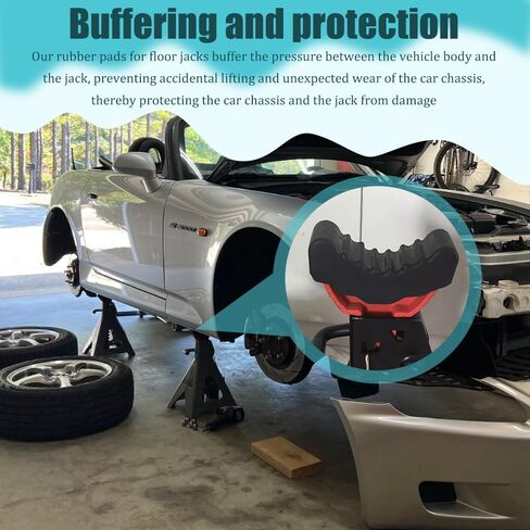 2PCS Jack Stand Pads, Floor Jack Pad, Universal Rubber Slotted Frame Rail Pinch Welds Protector, Car Accessories Non-Slip Adapter Elastic Support Cushion Fit 2-3 Tons Heavy-Duty Jacks Stands in Saudi Arabia