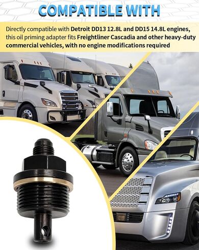 6492-10 Oil Priming Adapter Fit for Detroit Diesel DD13 DD15 Engines, M33×2.0 Thread 27mm Hex Replace J-49181 649210 with Dust Cover, Conduit, Sealing Tape in Saudi Arabia