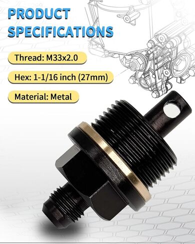 6492-10 Oil Priming Adapter Fit for Detroit Diesel DD13 DD15 Engines, M33×2.0 Thread 27mm Hex Replace J-49181 649210 with Dust Cover, Conduit, Sealing Tape in Saudi Arabia