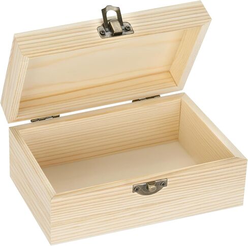Rectangle Unfinished Wooden Storage Box, Small Pine Unpainted Wood Box with Hinged Lid and Latch, Natural Wood Keepsake Box for Jewelry DIY Crafts Home Organization (Large 5.9*3.7*2.5 inch) in Saudi Arabia