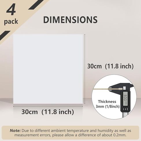 4 Pack Pre-Painted Colored Plywood Sheets,12x12x1/8 Inch (3mm) Basswood Board,Ideal for Laser Cutting, Engraving, DIY Crafts, Ornaments, Models Making (White) in Saudi Arabia