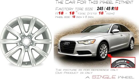 عجلة معدنية جديدة مقاس 18 بوصة مقاس 18 × 8 بوصة لسيارة Audi A6 موديل 2012-2018 | حافة بديلة لتصميم OEM | طلاء فضي | ملاءمة مباشرة - مواصفات مخزون OE | 58895 in Kuwait