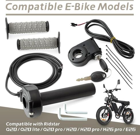 Full Twist Throttle Compatible with Ridstar Q20 Series Electric Dirt Bike, E-Bike Throttle Handlebar Kit w/Key Ignition Switch Grips Cable in Kuwait