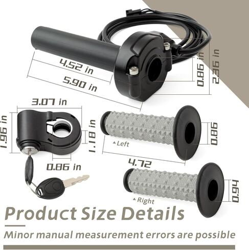 Full Twist Throttle Compatible with Ridstar Q20 Series Electric Dirt Bike, E-Bike Throttle Handlebar Kit w/Key Ignition Switch Grips Cable in Kuwait