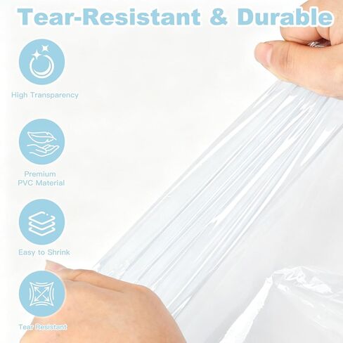 Shrink Wrap Bags,40 PCS Approx 14" x 20" Heat Shrink Wrap,PVC Heat Seal Bags for Packagaing Gift,Shoes,Basket,Jars,Soap Sleeve and Homemade DIY Projects in Kuwait