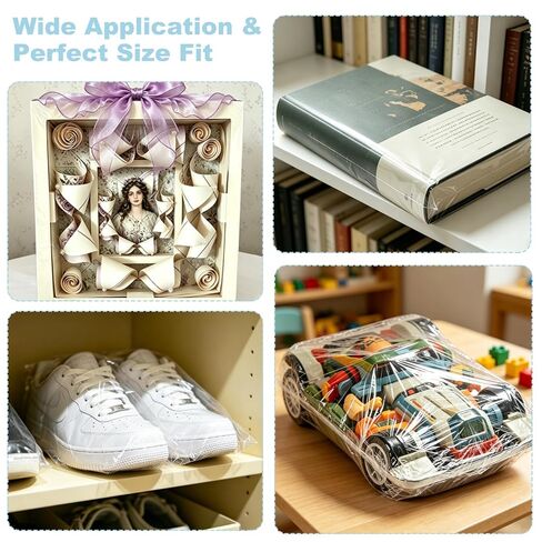 Shrink Wrap Bags,40 PCS Approx 14" x 20" Heat Shrink Wrap,PVC Heat Seal Bags for Packagaing Gift,Shoes,Basket,Jars,Soap Sleeve and Homemade DIY Projects in Kuwait