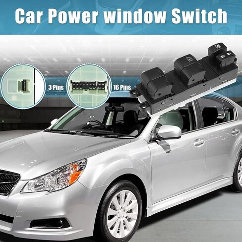 مفتاح نافذة الطاقة الجانبي الأمامي الأيسر من X AUTOHAUX لسوبارو ليجاسي 2010-2012 لسوبارو أوتباك 2010-2012 مع أسفل تلقائي 83071AJ010 أسود in Kuwait