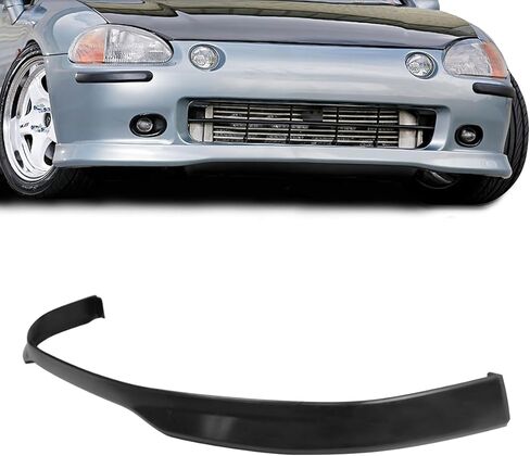 Front Bumper Lip, Compatible with 1993-1997 Honda Civic Del Sol, Type R Style Flexible Polyurethane(PU) Front Lip Chin Spoiler Splitter, Unpainted Black in Kuwait