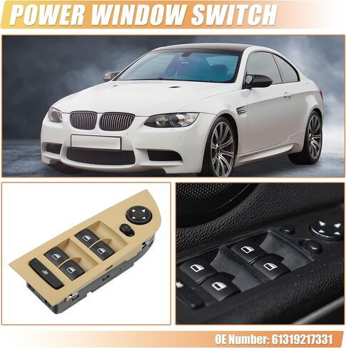 مفتاح نافذة الطاقة الجانبي الأمامي الأيسر من X AUTOHAUX لسيارات BMW 325i 328i 330i No.61319217331 مفتاح التحكم في النافذة لسيارات BMW 335i M3 in Kuwait