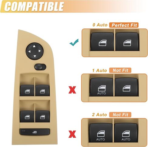 مفتاح نافذة الطاقة الجانبي الأمامي الأيسر من X AUTOHAUX لسيارات BMW 325i 328i 330i No.61319217331 مفتاح التحكم في النافذة لسيارات BMW 335i M3 in Kuwait
