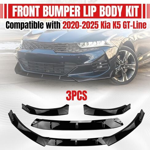Front Bumper Lip Fit for Kia K5 KIA K5 EX/LX/GT/GT Line 2020-2025,3pcs Air Dam Chin Body Kit Underbody Lip Accessories (Gloss Black) in Saudi Arabia