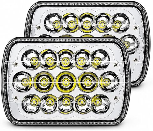 5x7 LED Headlight, H6054 7x6 LED Headlights Anti-Glare, 180W 600% Brighter with White DRL & Amber Turn Signal, Hi/Low Beam Sealed Beam for Jeep Cherokee XJ, Wrangler YJ, GMC Comanche MJ in Saudi Arabia