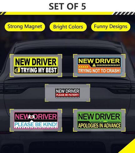 New Driver Magnet for Car Please Be Patient New Driver Sticker Magnet Bumper Magnetic Signs for Vehicles 5Pcs in Saudi Arabia