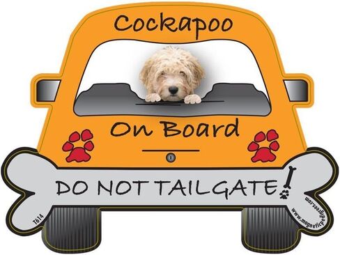 Cockapoo On Board Do Not Tailgate Car Magnet by Pet Gifts USA is 4.25" x 5.75" Made for Vehicles and Refrigerators in Saudi Arabia