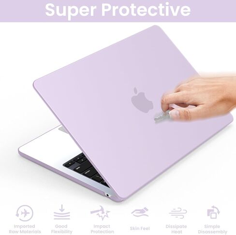 AKIT Compatible with MacBook Air 15 inch Case 2026 2025-2022 M5 M4 M3 M2 A3448 A3241 A3114 A2941, Laptop Hard Shell with Screen Protector + Keyboard Cover for MacBook Air 15.3" - Lavender Purple in Saudi Arabia