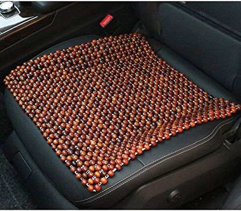 Wood Beaded Auto Car Seat Bead Cover,Natural Rosewood Wooden Bead Cool Refreshing Back Massaging Comfort Cushion Mat,Premium Quality Universal for Car Truck on Summer (Square mat) in Kuwait