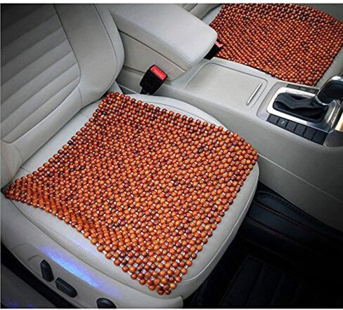 Wood Beaded Auto Car Seat Bead Cover,Natural Rosewood Wooden Bead Cool Refreshing Back Massaging Comfort Cushion Mat,Premium Quality Universal for Car Truck on Summer (Square mat) in Kuwait