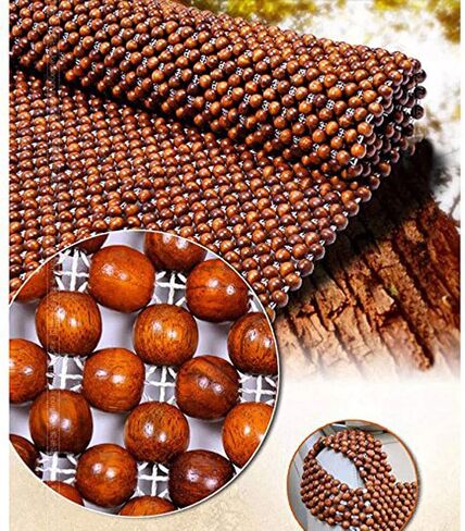 Wood Beaded Auto Car Seat Bead Cover,Natural Rosewood Wooden Bead Cool Refreshing Back Massaging Comfort Cushion Mat,Premium Quality Universal for Car Truck on Summer (Square mat) in Kuwait