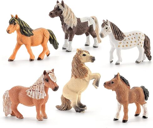 6PCS Shetland Pony Horse Toys Figurines Family, Solid Plastic Farm Animal Toys for Kids 3 4 5 6+, Mare, Stallion, and Baby Horse Figures – Cake Toppers Party Favors Horse Gifts for Boys Girls in Saudi Arabia