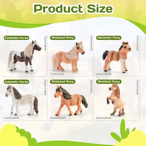 6PCS Shetland Pony Horse Toys Figurines Family, Solid Plastic Farm Animal Toys for Kids 3 4 5 6+, Mare, Stallion, and Baby Horse Figures – Cake Toppers Party Favors Horse Gifts for Boys Girls in Saudi Arabia