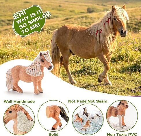 6PCS Shetland Pony Horse Toys Figurines Family, Solid Plastic Farm Animal Toys for Kids 3 4 5 6+, Mare, Stallion, and Baby Horse Figures – Cake Toppers Party Favors Horse Gifts for Boys Girls in Saudi Arabia