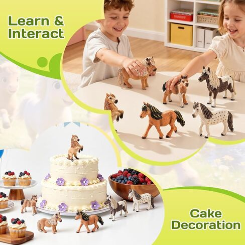 6PCS Shetland Pony Horse Toys Figurines Family, Solid Plastic Farm Animal Toys for Kids 3 4 5 6+, Mare, Stallion, and Baby Horse Figures – Cake Toppers Party Favors Horse Gifts for Boys Girls in Saudi Arabia