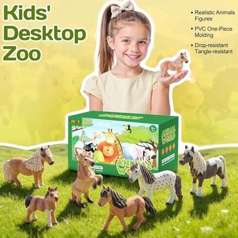6PCS Shetland Pony Horse Toys Figurines Family, Solid Plastic Farm Animal Toys for Kids 3 4 5 6+, Mare, Stallion, and Baby Horse Figures – Cake Toppers Party Favors Horse Gifts for Boys Girls in Saudi Arabia