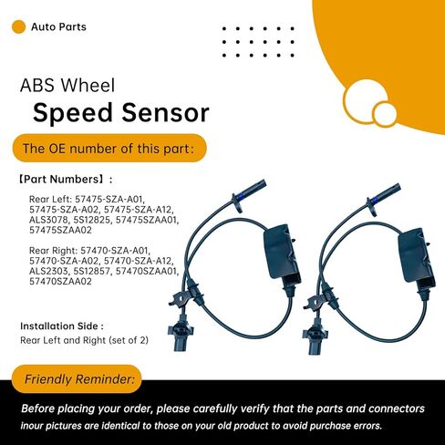 2Pcs Rear Left and Right ABS Wheel Speed Sensor Compatible with Honda Pilot 2009-2015 (3.5L V6) – Replaces 57475-SZA-A01, 57470-SZA-A01, ALS3078, ALS2303 in Saudi Arabia