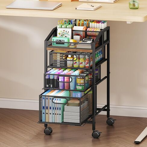 SWTYMIKI Rolling Utility Cart with Drawers - Under Desk Storage Cart with DIY Divider & Lockable Wheels, Multi-Functional Craft Art Supply Organizer for Office, Vanity, Craft Room & Studio White in Saudi Arabia