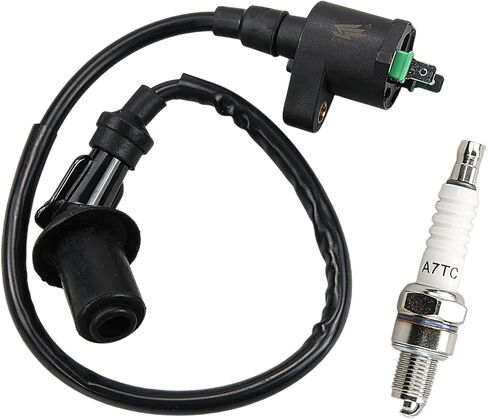 ملف إشعال سباق GY6 عالي الأداء مع قابس شرارة A7TC لدراجة 50cc 80cc 90cc 110cc 125cc 150cc، سكوتر، ATV الصينية، Go Kart، Pit Dirt Bike، TaoTao & SSR 125 محركات الدراجات النارية in Kuwait